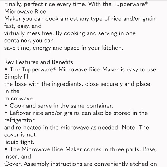 Tupperware Microwave Rice Maker - Picture 5 of 7